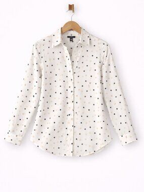 Ann Taylor‎ Petite Polka Dot Button Down Shirt Blouse XSP